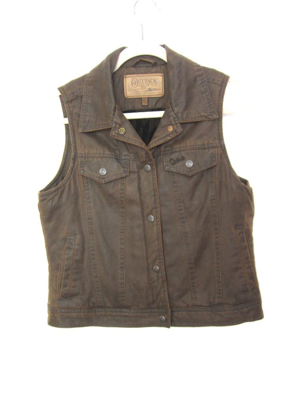 Outback Trading Womens Size S Canyonland Vest Waxed Canvas Brown Trucker Western